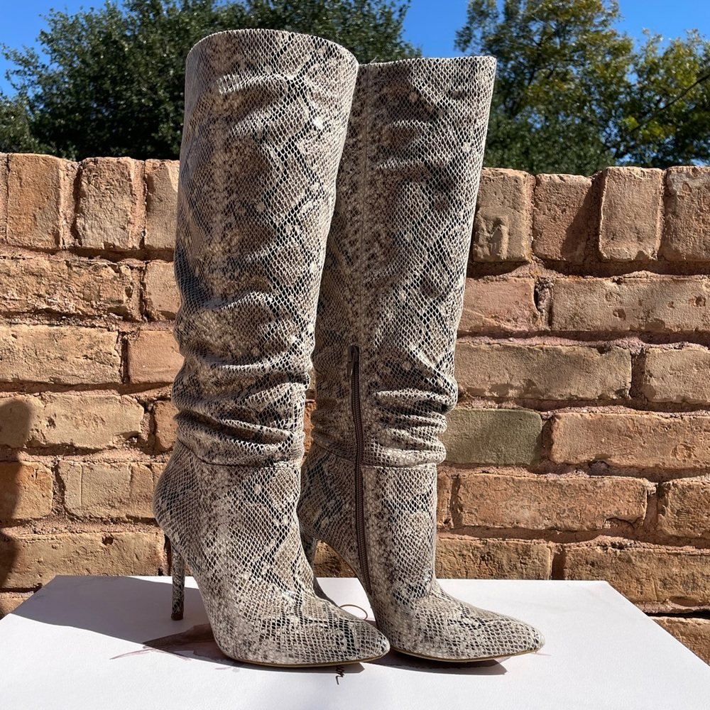 Snakeskin Knee High Boots